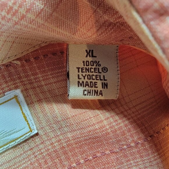 Tommy Bahama Shirt Mens‎ XL Orange Plaid Long Sleeve Button Up Beach Summer - Picture 6 of 7